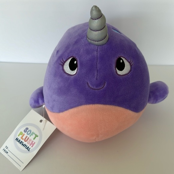Animal Adventure Pink and Purple Narwhal whale unicorn plush 8" super soft - Picture 1 of 7